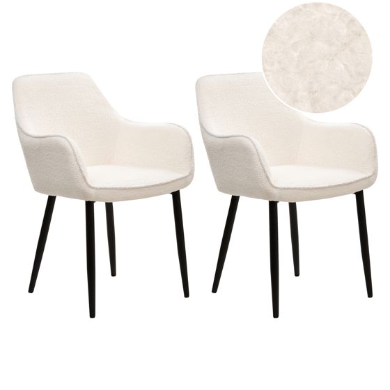 Sæt med 2 spisebordsstole ALDEN Boucle Hvid