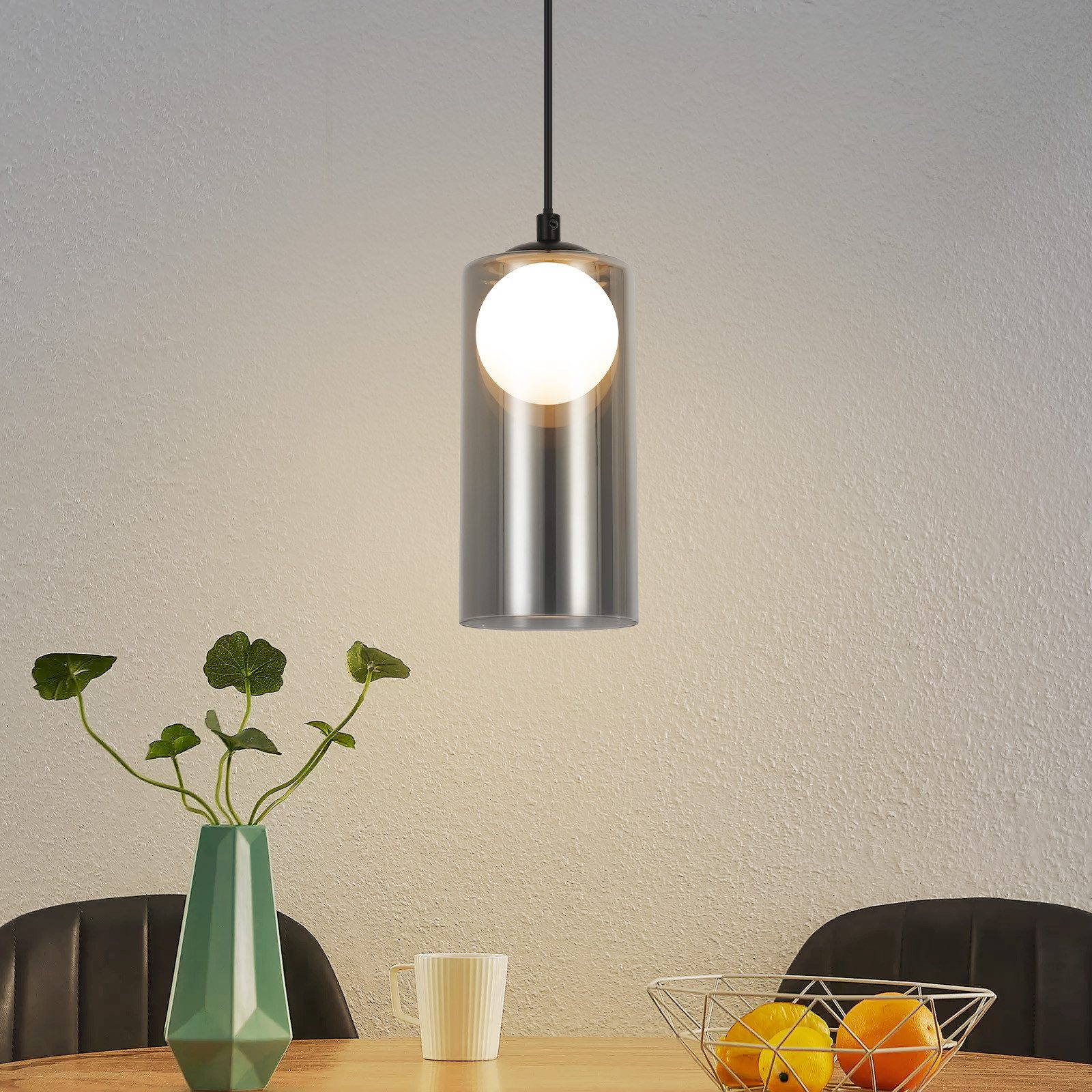 NETTLIFE 1st Vintage - pendellampe til spisebord, røggrå, G9, oval, justerbar højde, til stue