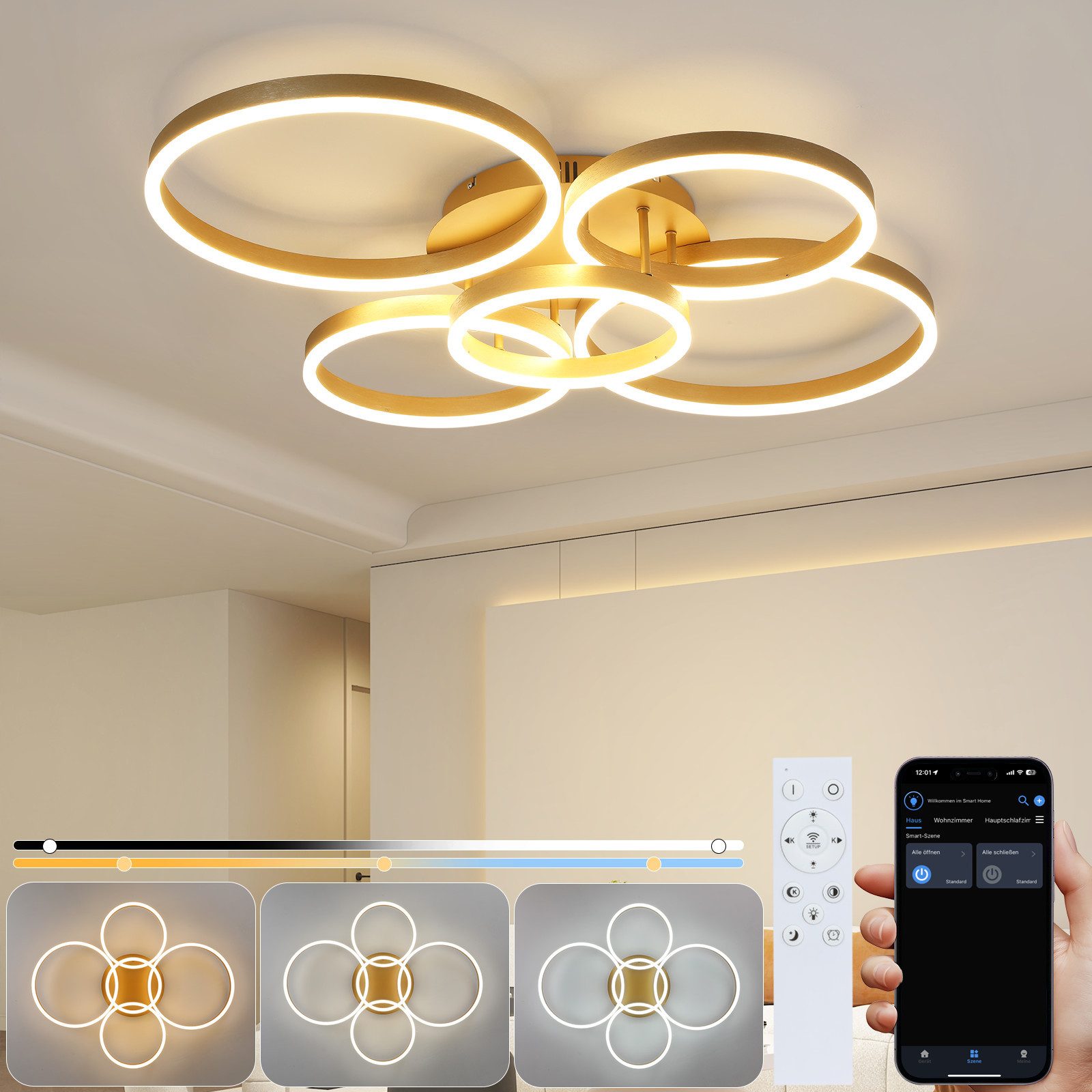 NETTLIFE LED - loftlampe, guld, metal