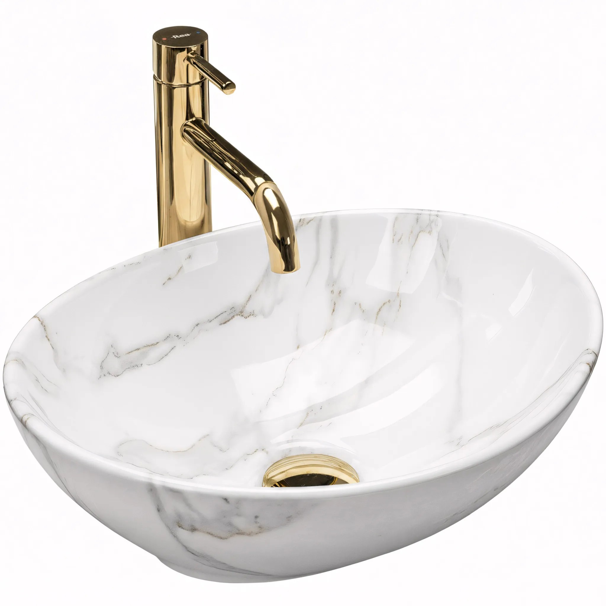REA bordmonteret håndvask SOFIA SHINY AIAX Hvid, 41x34,5x15cm