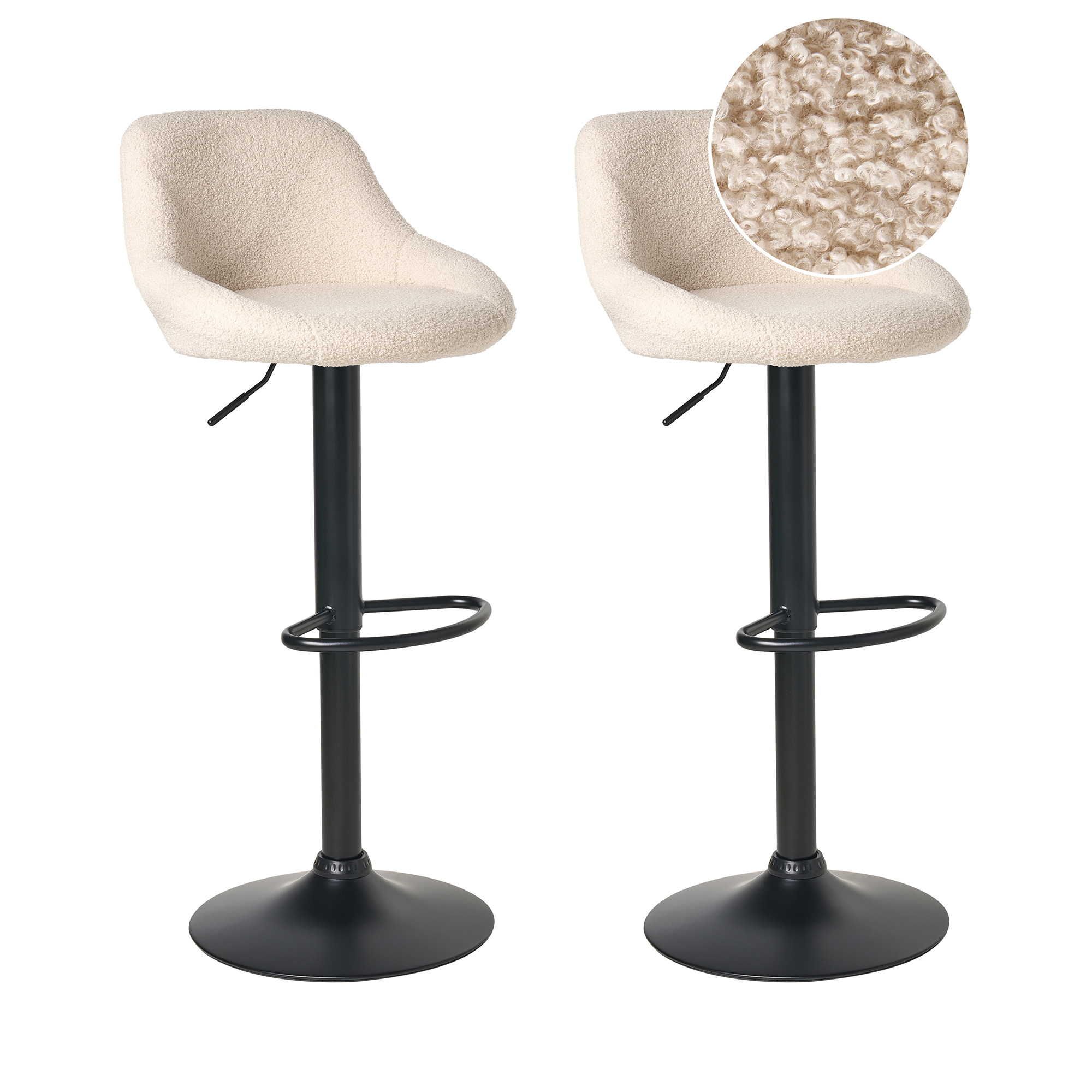 Sæt af 2 barstole MEDULIN Boucle Lys Beige