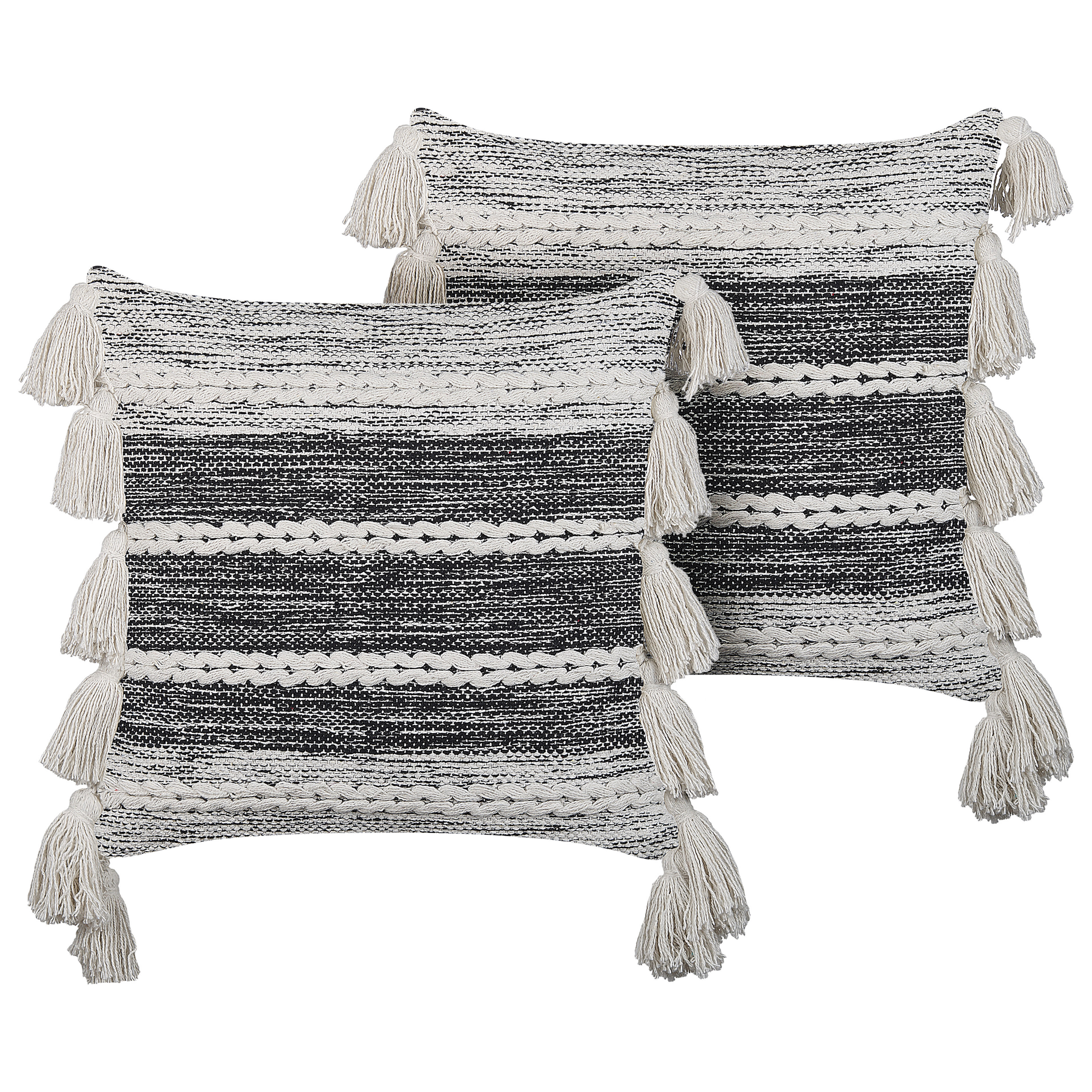 Sæt af 2 pyntepuder ROCHEA 45 x 45 cm Bomuld Sort Stribet mønster