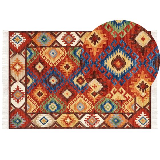 Gulvtæppe ZOVUNI Multifarvet 160 x 230 cm Kelim Uld