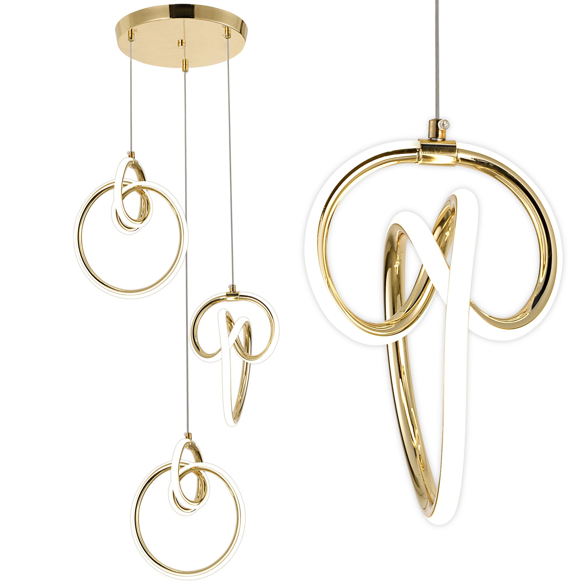 TOOLIGHT hængende loftlampe G072-3CPR LED Guld 127,5x21,5x25cm