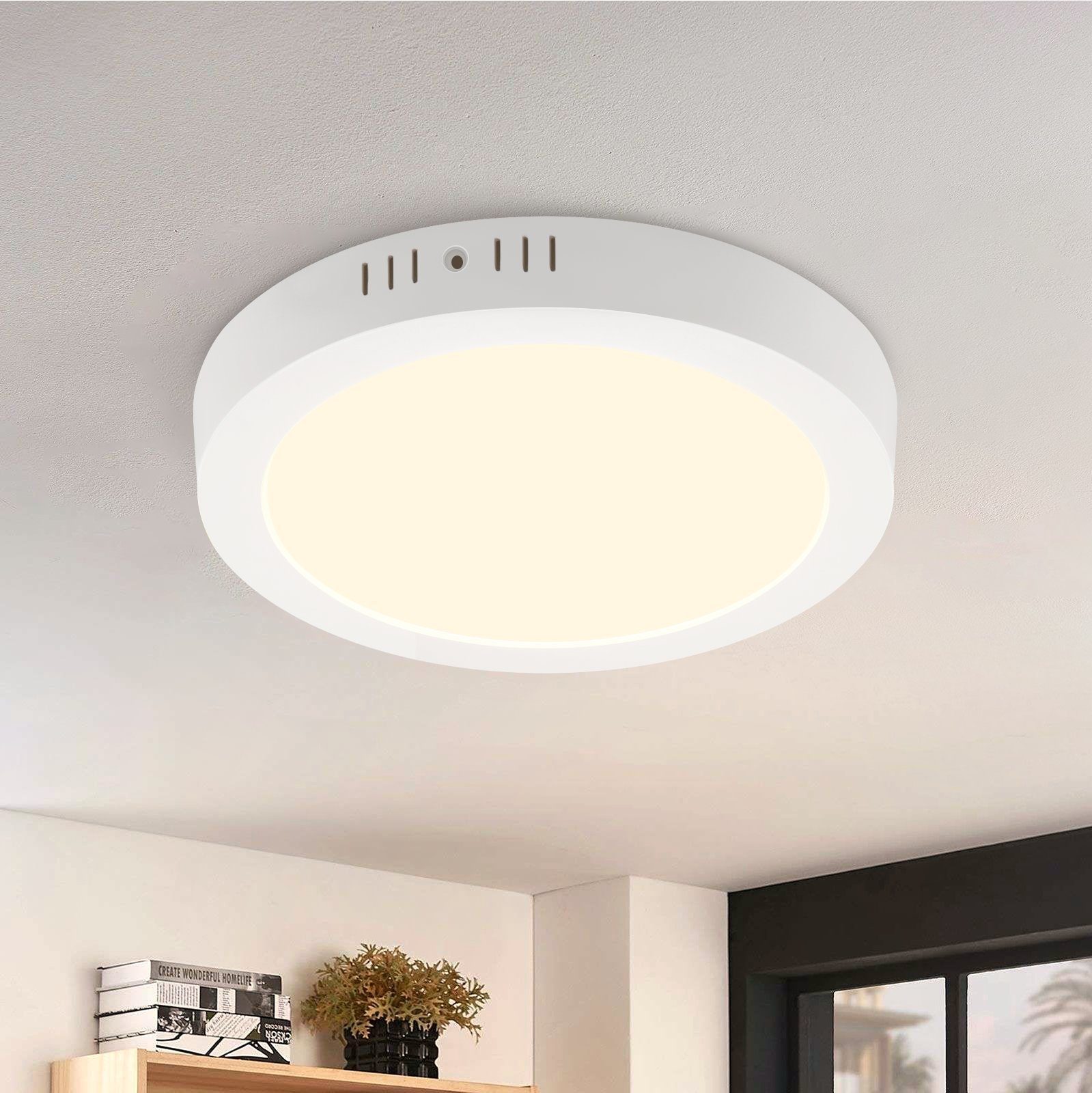 NETTLIFE moderne, rund, LED loftslampe Hvid, entrelampe, 3000K, 18W, IP44 Vandtæt Til køkken