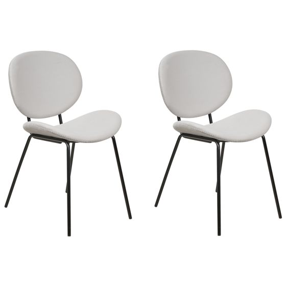 Sæt med 2 spisebordsstole LUANA Velour Lysegrå