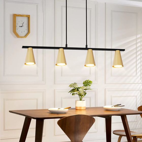 NETTLIFE - pendellampe spisebord pendellampe, guld: moderne GU10 pendellampe, 4 flammer, metal, industriel sort