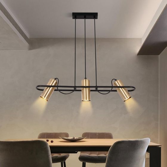 NETTLIFE Vintage - pendellampe, 3 flammer, spisestuependellampe, guld, industrielt design, GU10