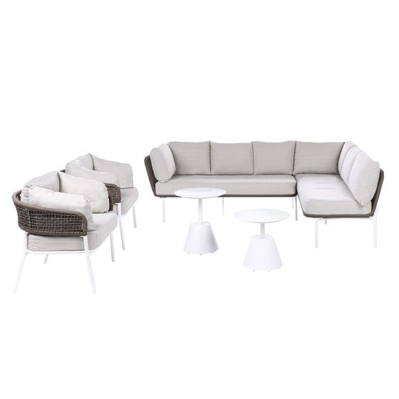 havesofasæt 7 personers ROBELLA med sofabord Beige