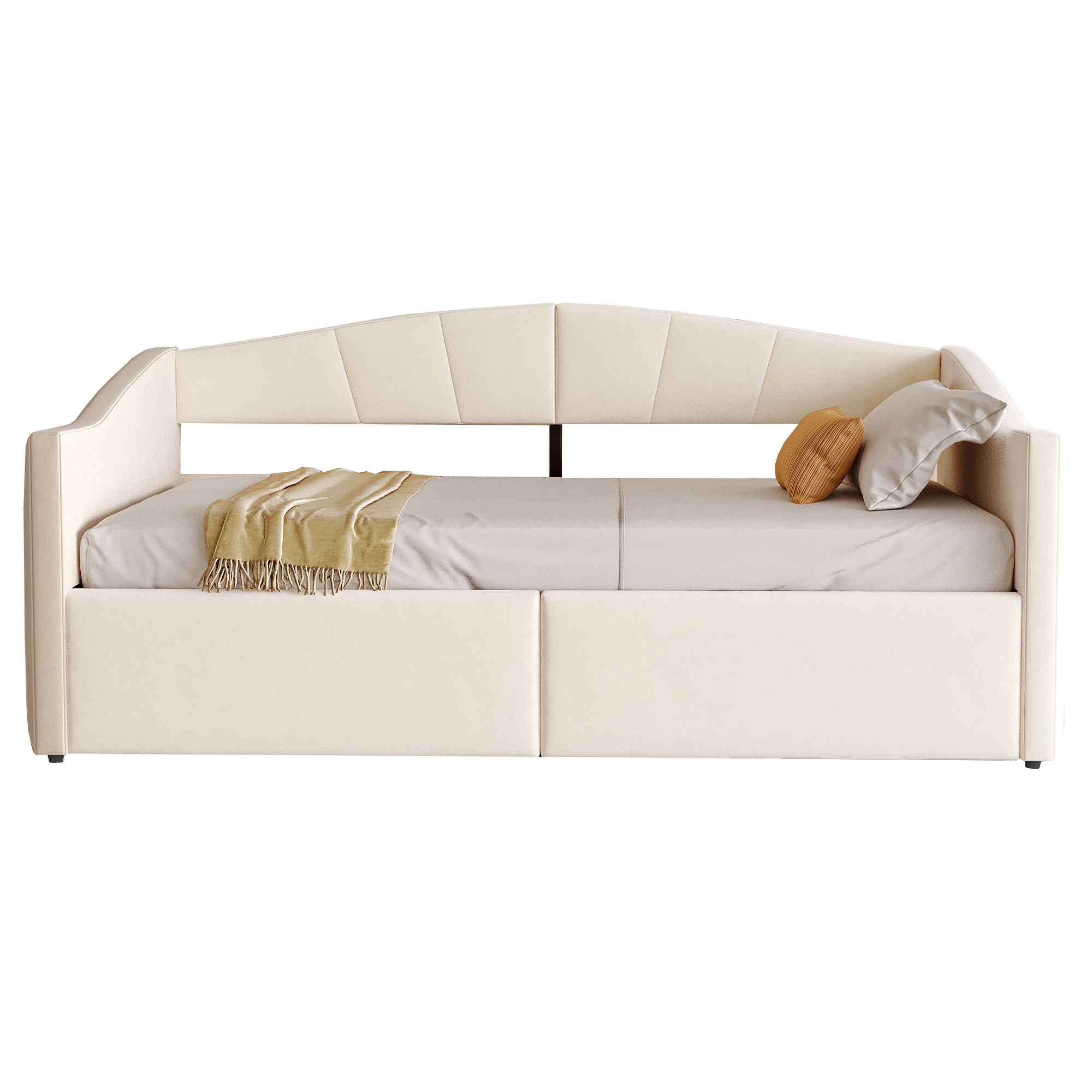 seng 90x200 cm beige upholstered metal mdf med hydraulisk opbevaring og lattenrost