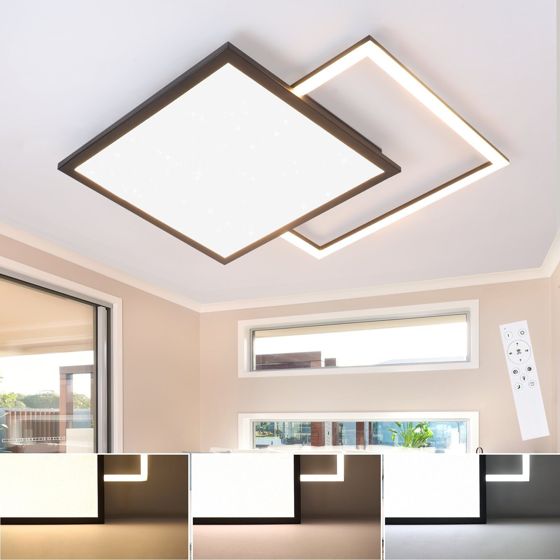 NETTLIFE LED - loftslampe, 46W, til stue, sort, moderne, dæmpbar. Køkkenlampe, med stjernehimmeldesign.