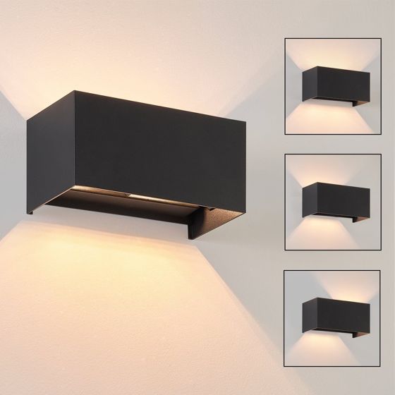 NETTLIFE sort, LED-væglampe, IP65, justerbar, varmt hvidt lys, G9 til indendørs/udendørs brug, stue, væglampe