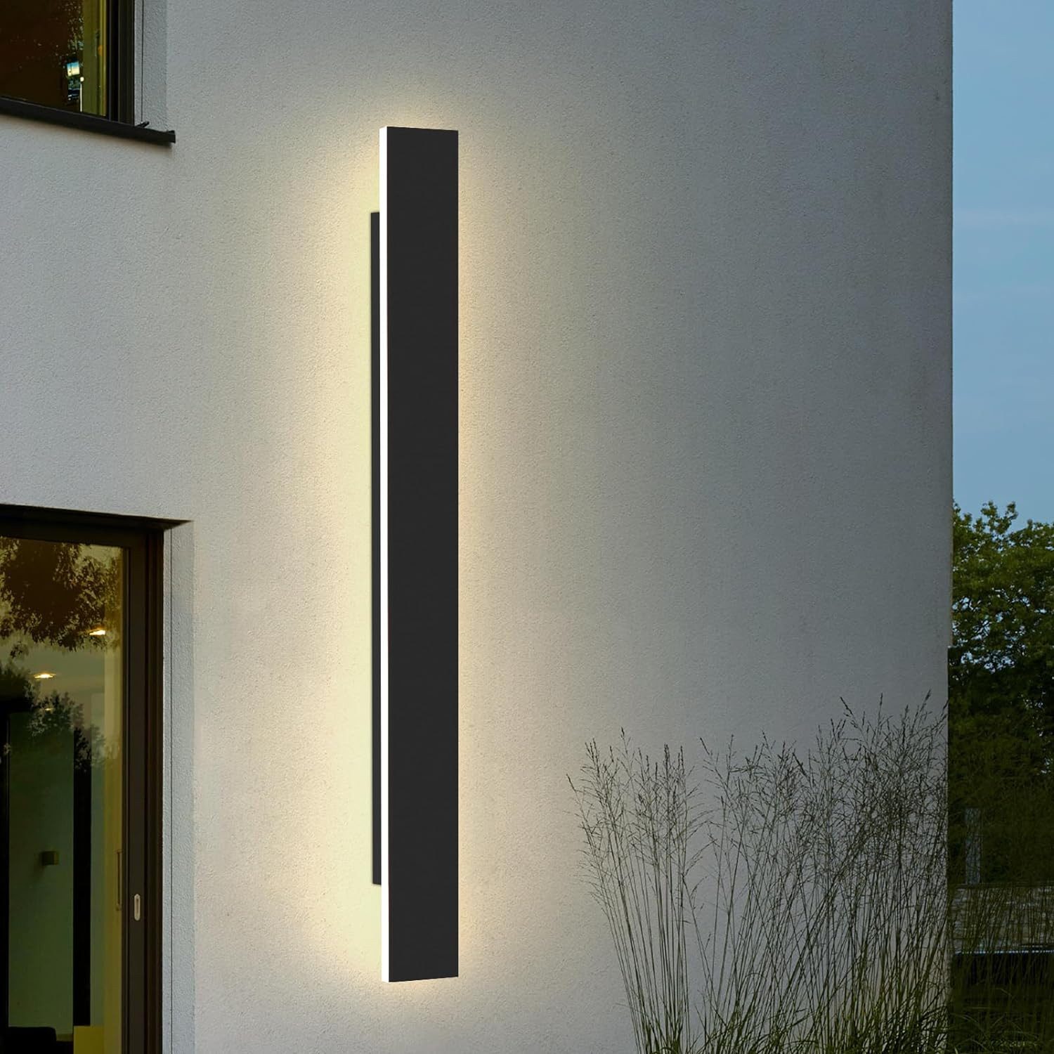 NETTLIFE LED udendørs væglampe: 100 cm udendørslampe 26 W 4000 K moderne sort væglampe IP65