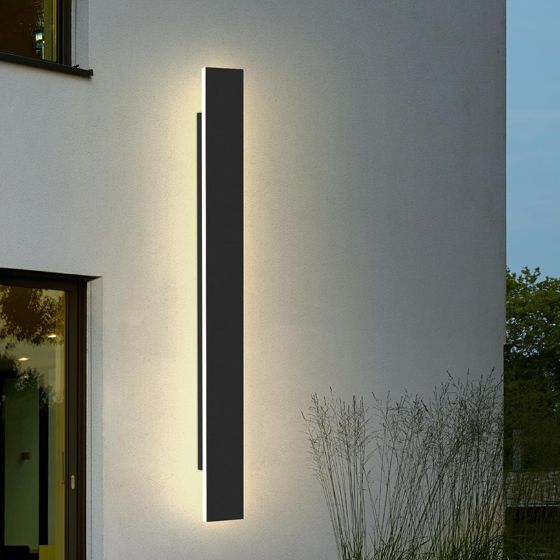 NETTLIFE LED udendørs væglampe: 100 cm udendørslampe 26 W 4000 K moderne sort væglampe IP65