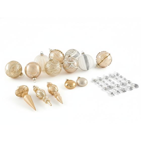 Sæt af 35 julekugler BLING Glas Guld