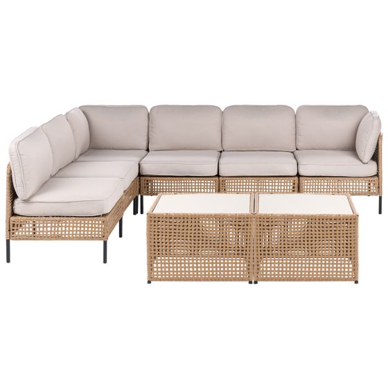 Have-hjørnesofasæt 6 personers OMEGANA PE-rattan Lys Beige