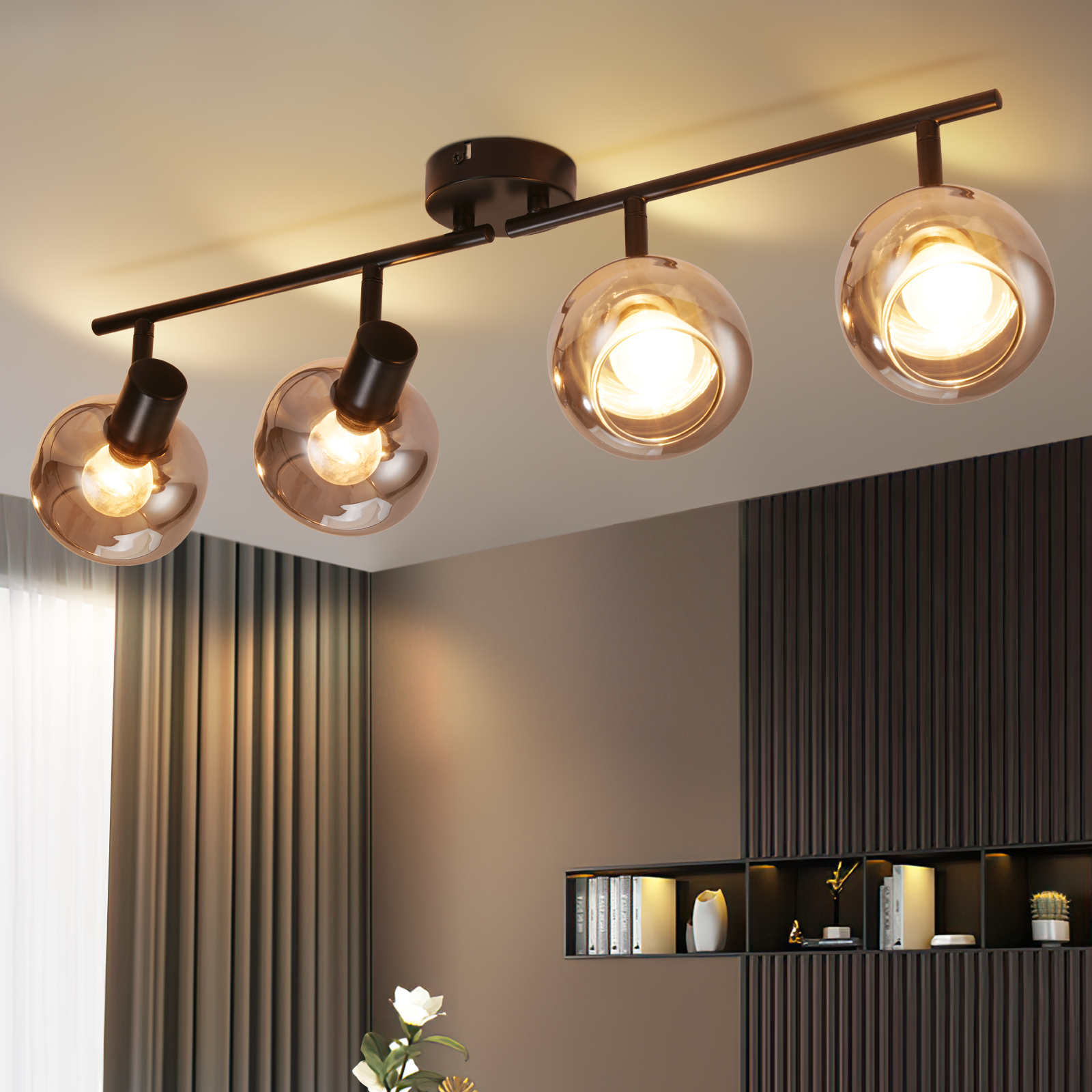 NETTLIFE Vintage - loftspot til stue, røggrå glas, 4 E14, justerbar 350°