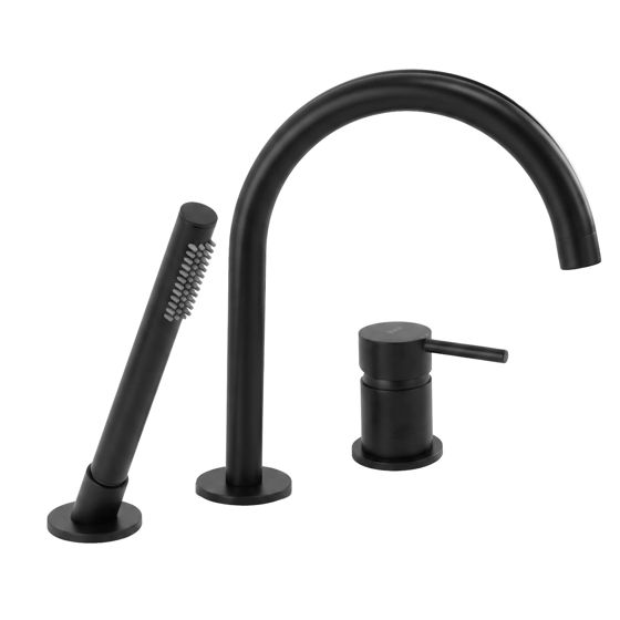 REA 3-huls badekararmatur Lungo , Sort, 23,5x6,5x27,5cm