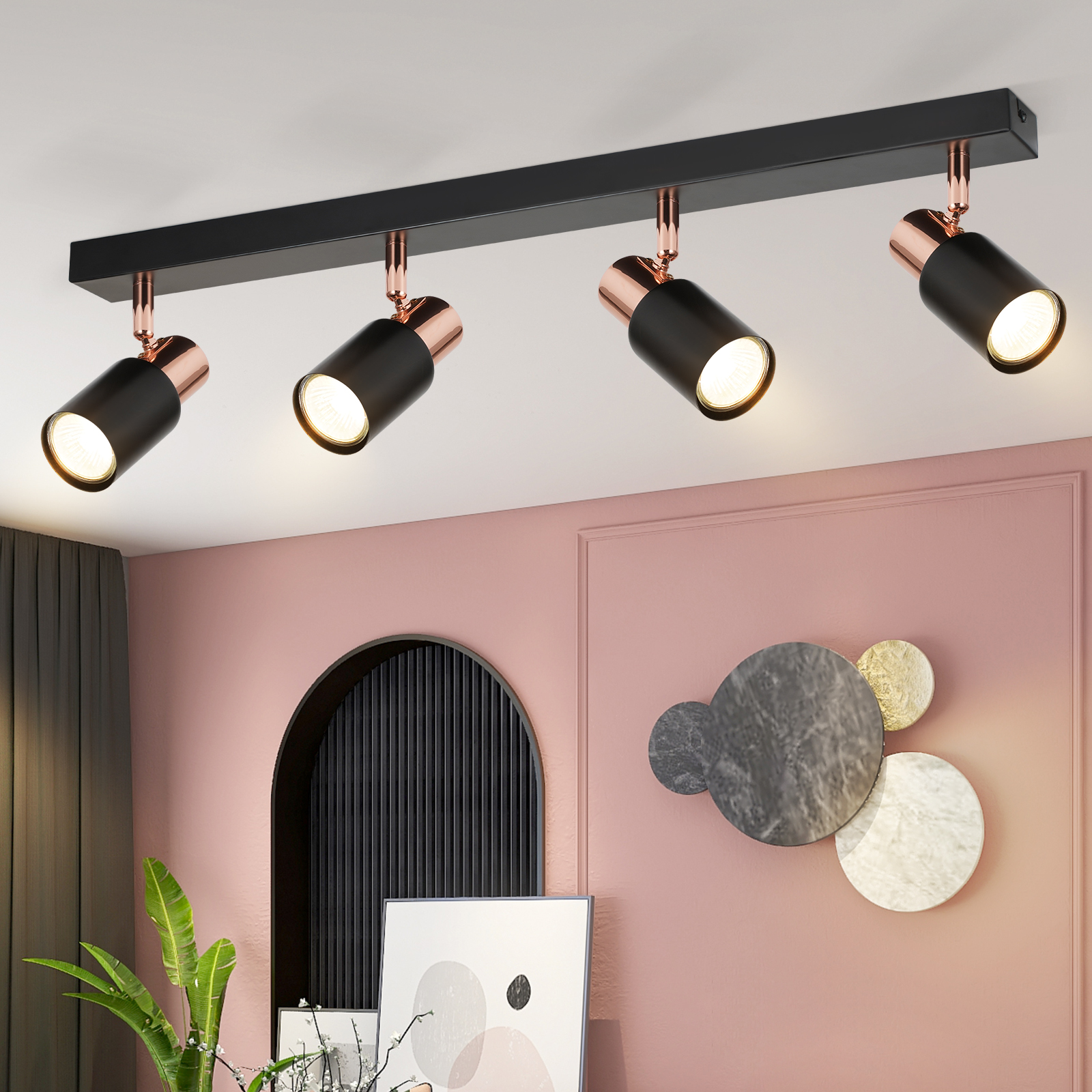 NETTLIFE loftspotlight, 4 lamper, køkken GU10-lampe, 355° drejelig loftslampe, moderne spotlight