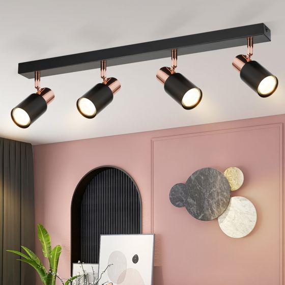 NETTLIFE loftspotlight, 4 lamper, køkken GU10-lampe, 355° drejelig loftslampe, moderne spotlight