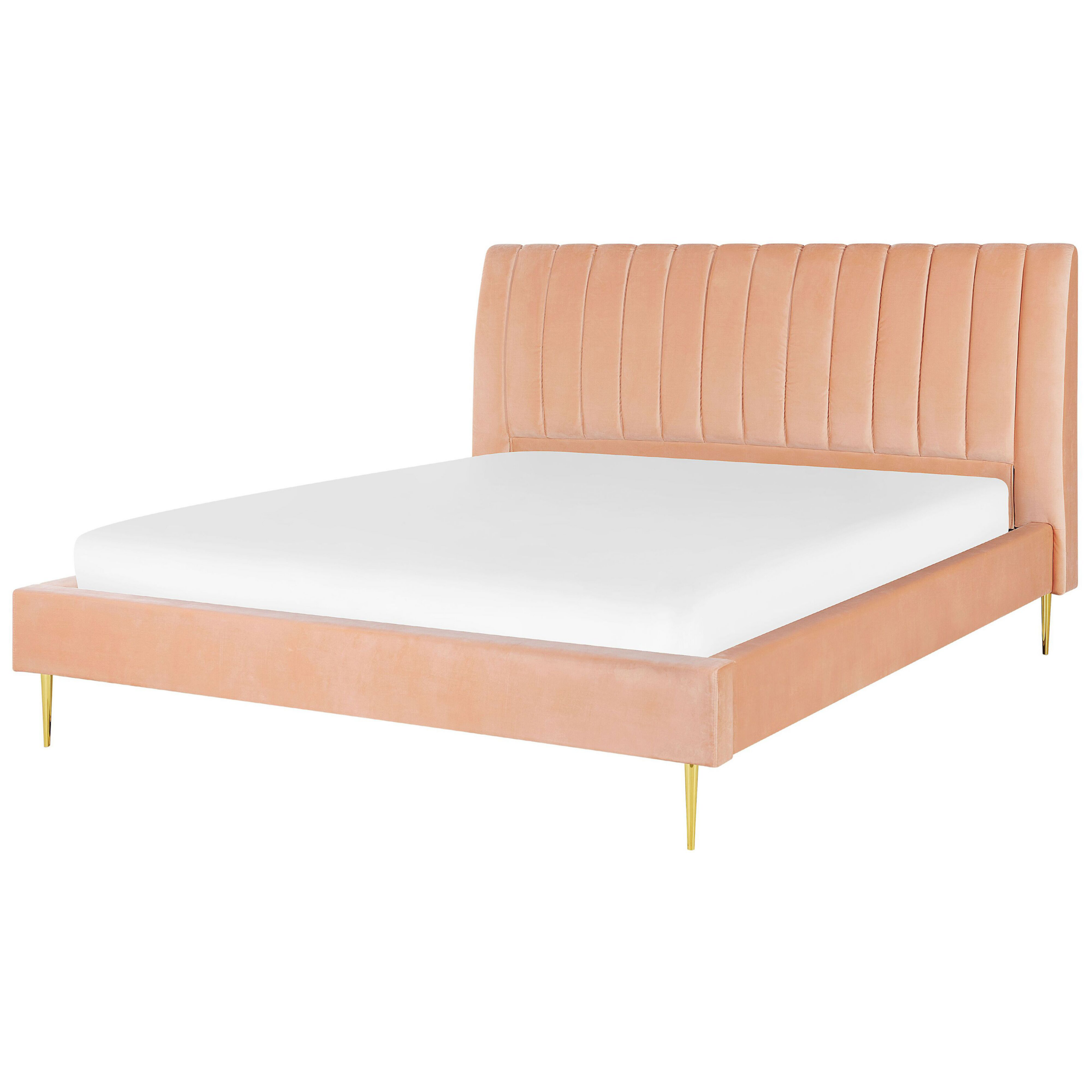 Seng Velour MARVILLE 180 x 200 cm Ferskenagtig lyserød