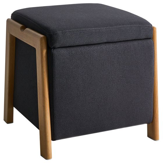 Puf med opbevaring EDLAND 45 cm Sort