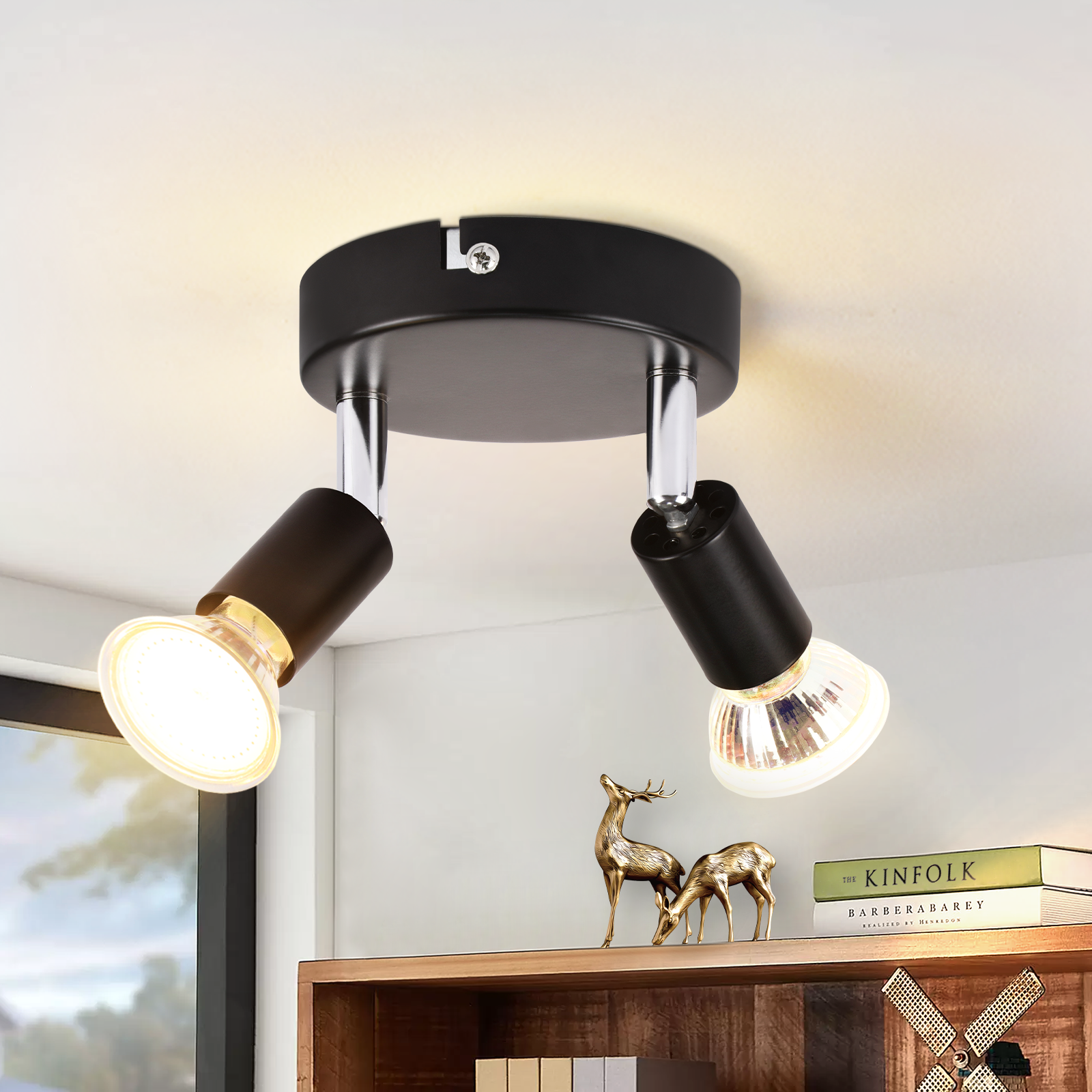 NETTLIFE LED - loftlampe GU10 - 2 moderne runde loftspotlights 350° loftspotlights til køkkenet uden pære