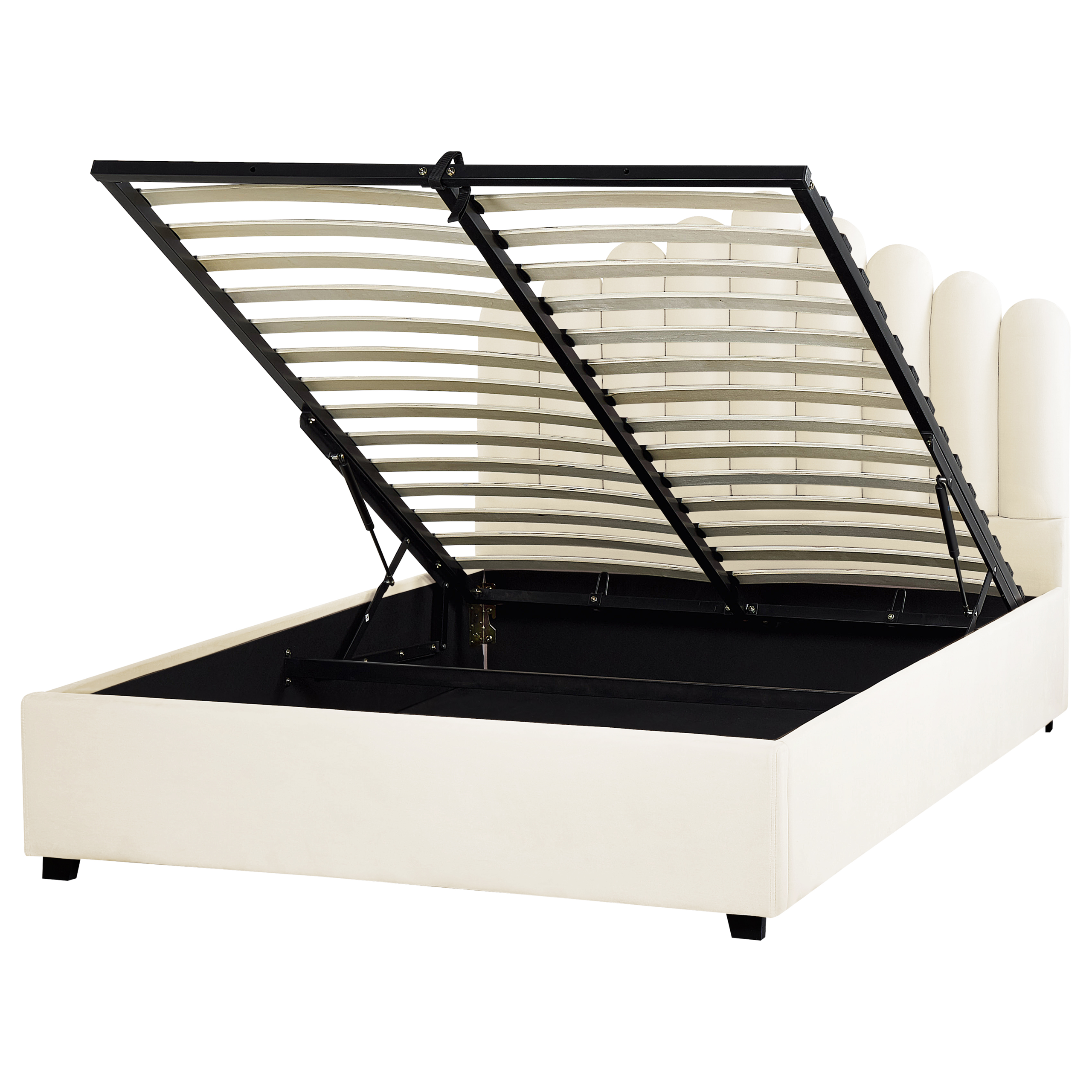 Seng med opbevaring VINCENNES Velour Cremehvid 140 x 200 cm