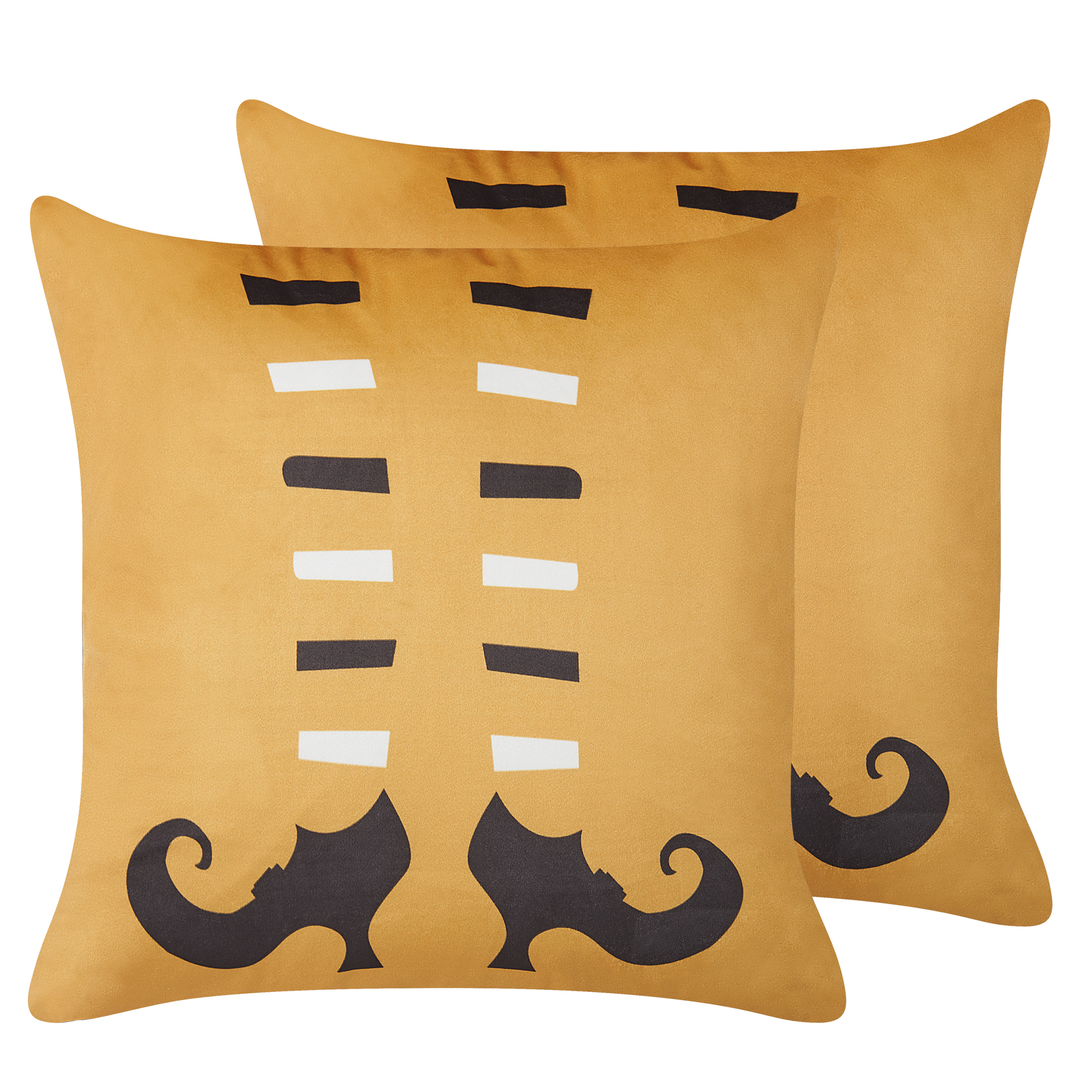 Sæt af 2 pyntepuder COVASNA 45 x 45 cm Velour Orange Abstraktmønster