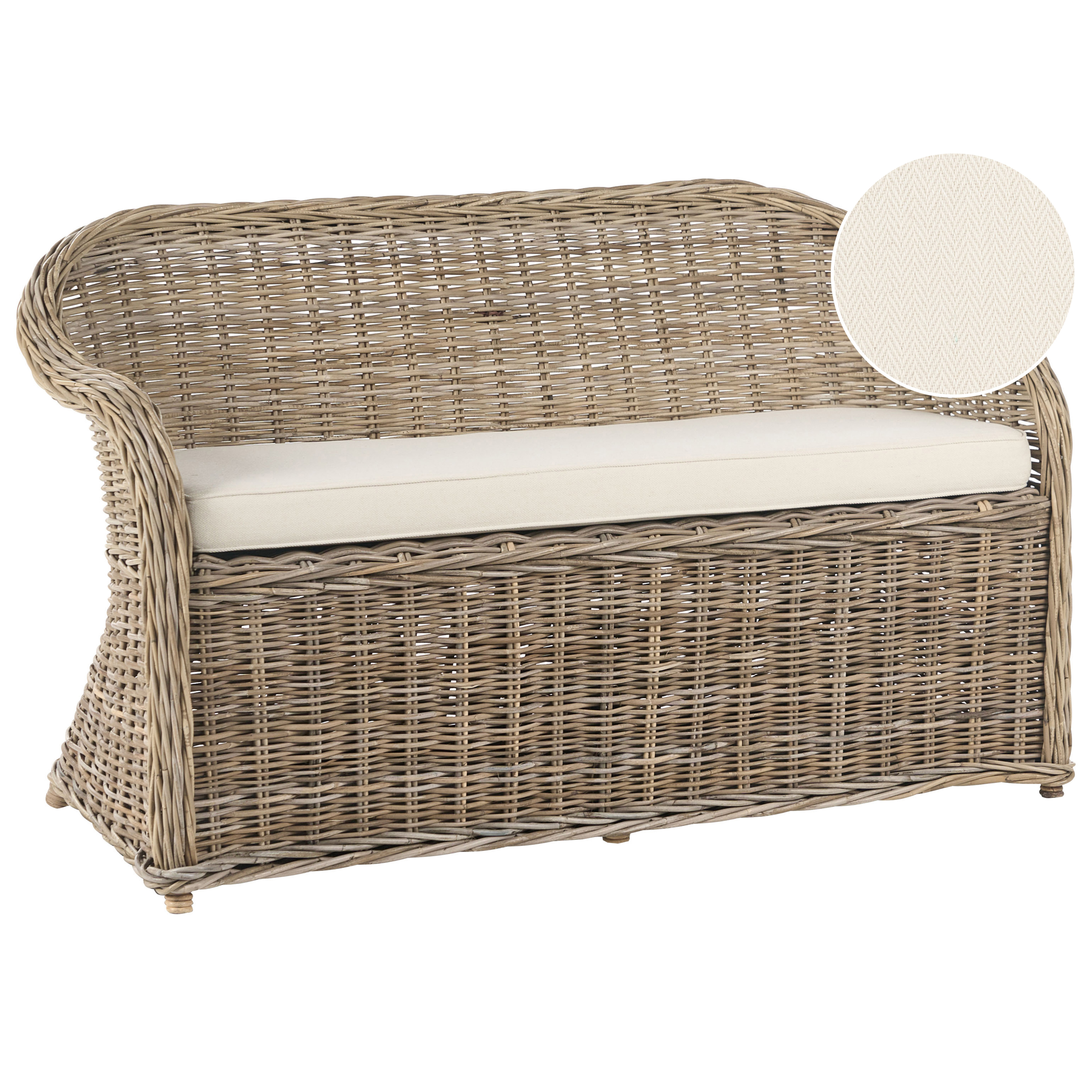 Havebænk med hynde SUSUA 141 cm Rattan Naturlig