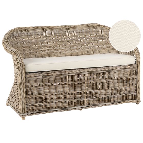 Havebænk med hynde SUSUA 141 cm Rattan Naturlig