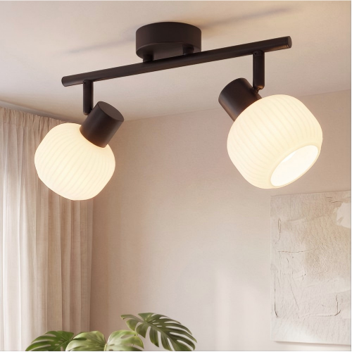 NETTLIFE sort loftspotlight E14 til indendørs brug vintage - spotlight med glasskærm