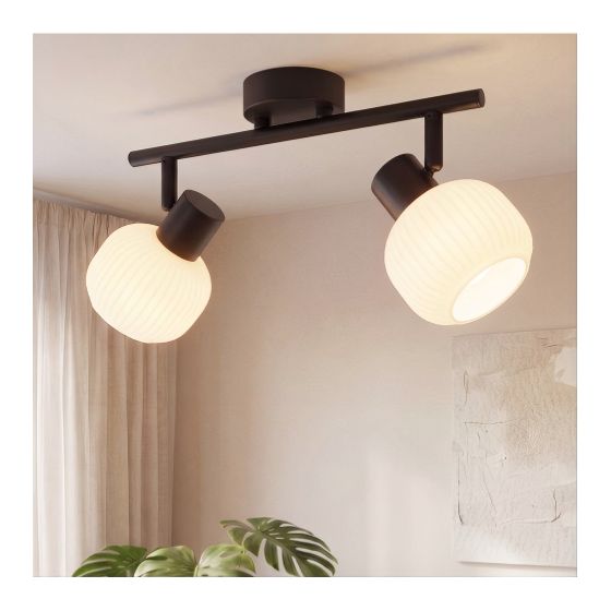 NETTLIFE sort loftspotlight E14 til indendørs brug vintage - spotlight med glasskærm