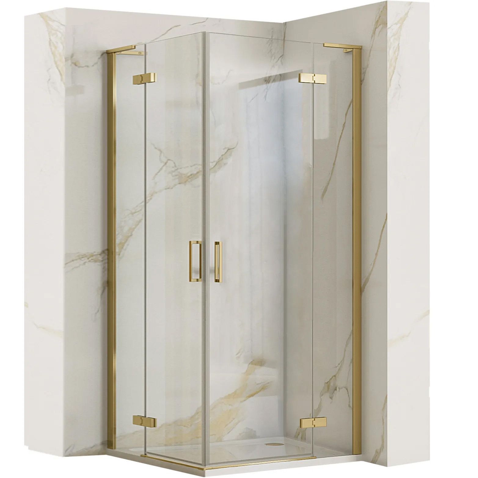 REA brusekabine HUGO DOUBLE 80x90 Børstet guld, 80x90x200,5cm