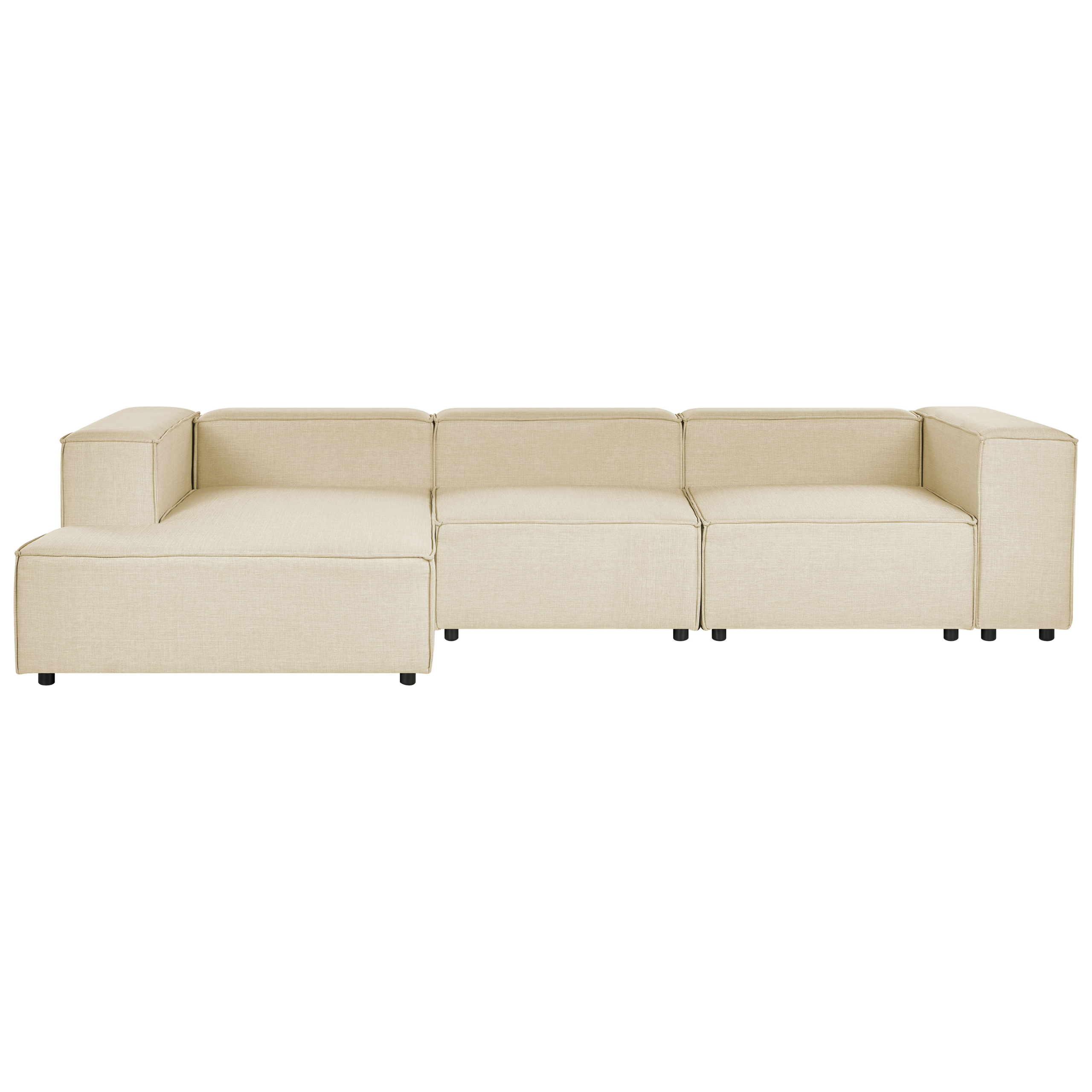 Hjørnesofa modul 3 personers APRICA Kunstlinned Beige Højrevendt