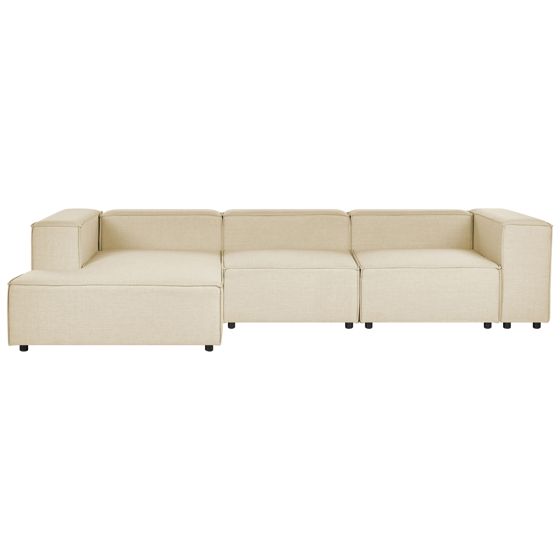 Hjørnesofa modul 3 personers APRICA Kunstlinned Beige Højrevendt