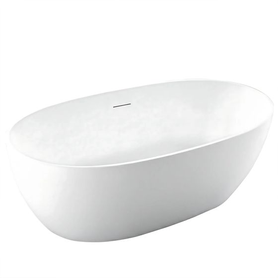 REA fritstående badekar ROMA 170 med sort badekarprop Hvid, 170x75x59,5cm