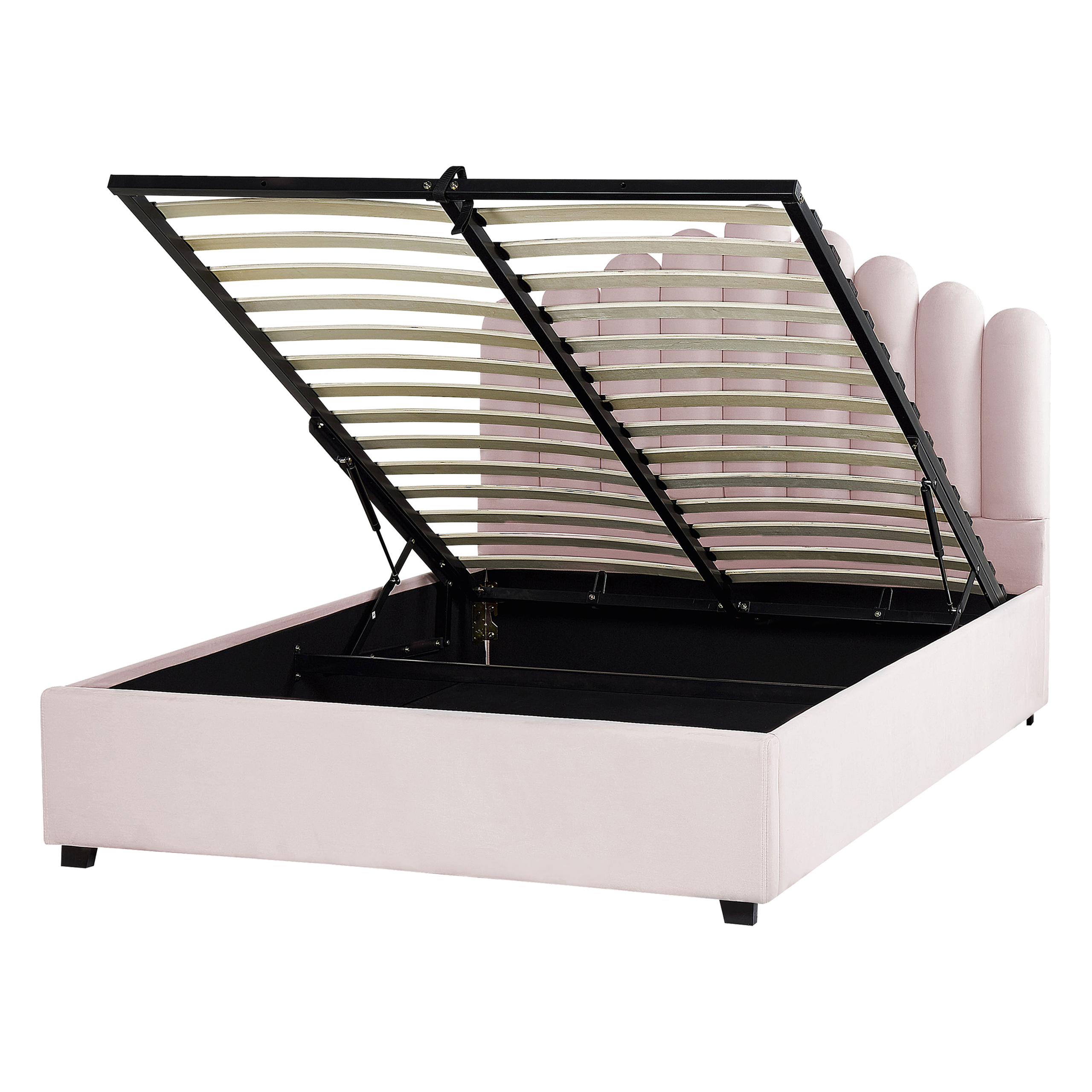 Seng med opbevaring VINCENNES Velour Pastellrosa 140 x 200 cm