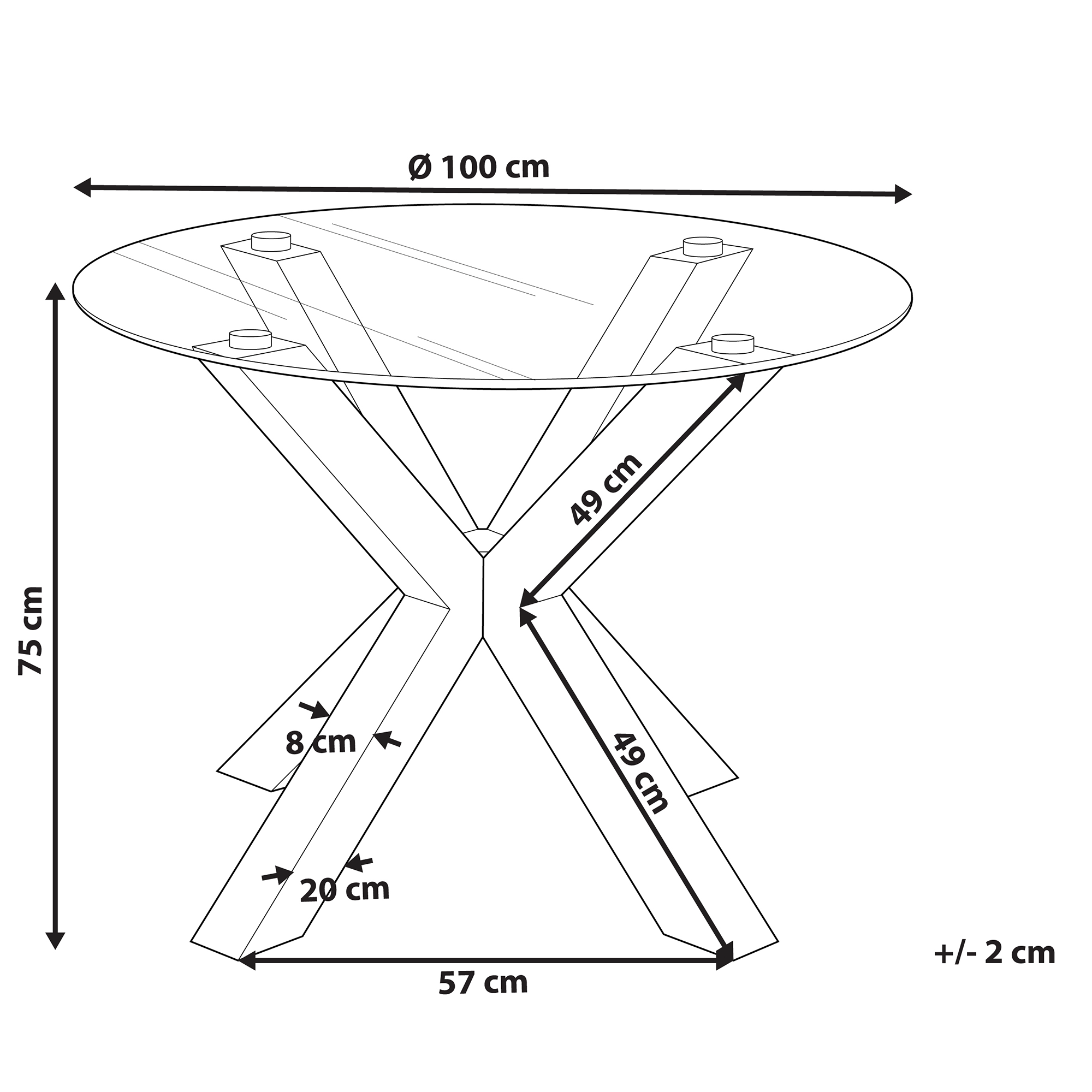 Spisebord OTIUM Sort 100 cm 100 cm