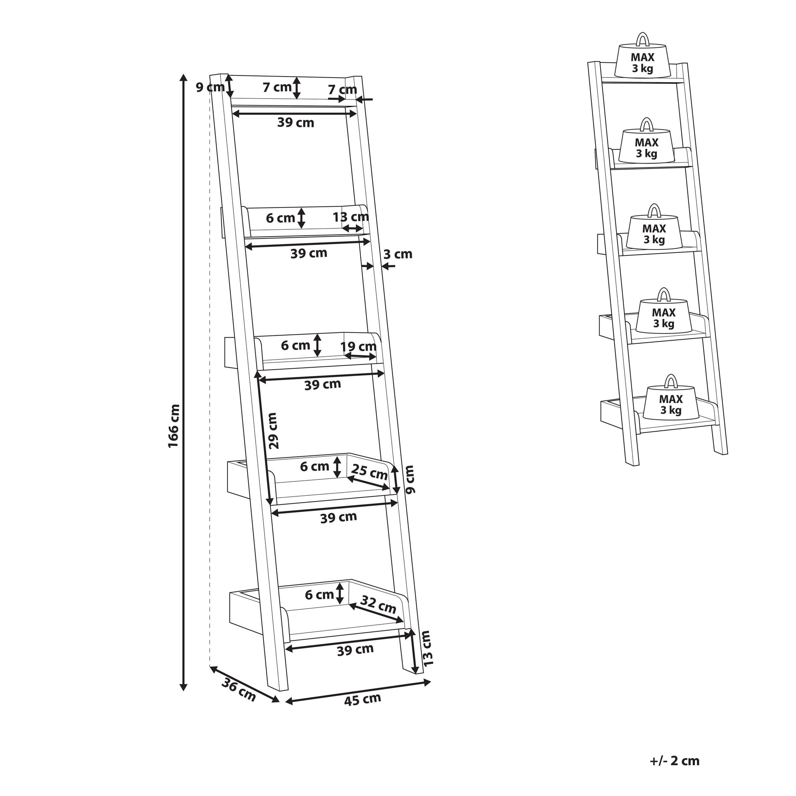 5-etagers reol MOBILE DUO 166 cm Brun/hvid
