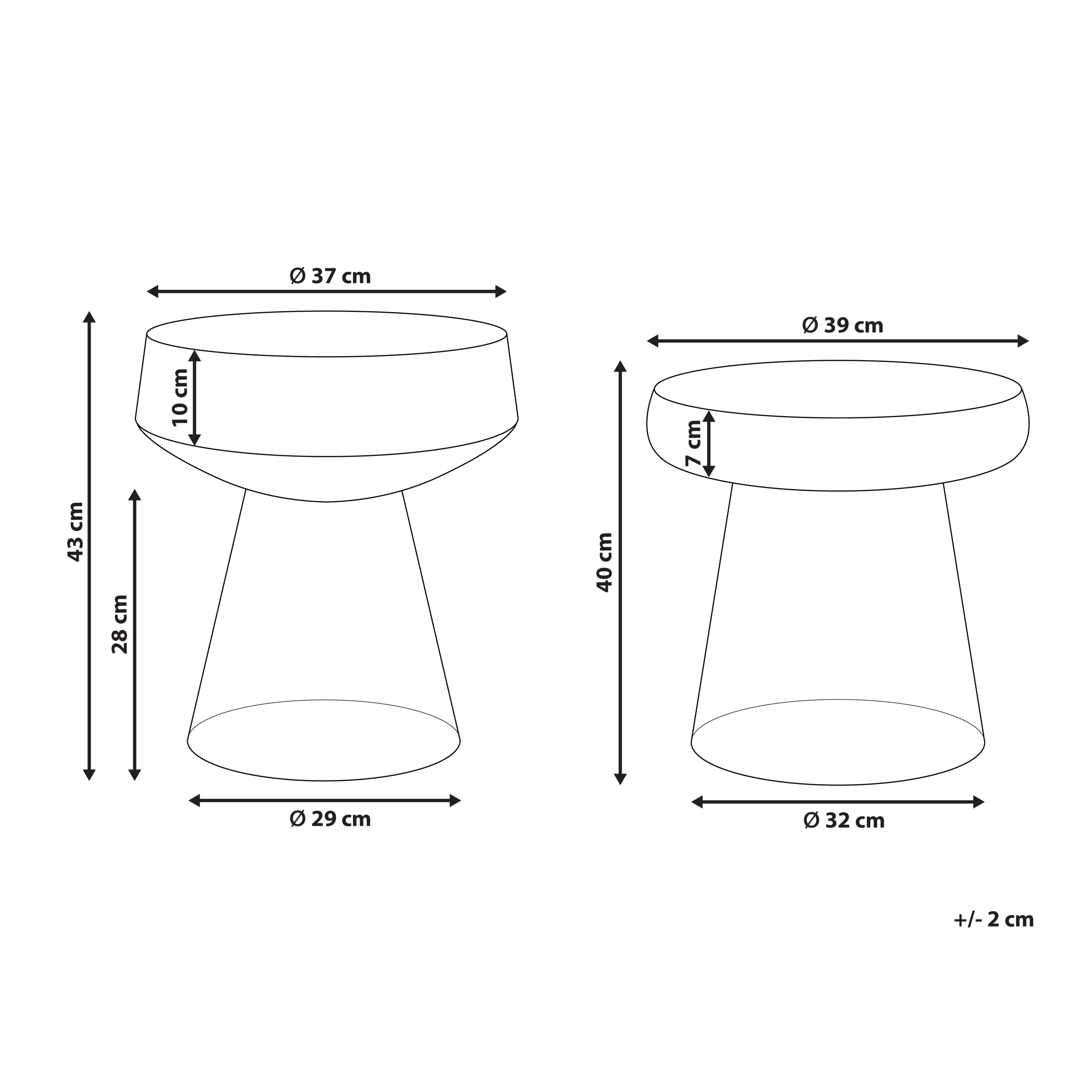 Sæt med 2 sideborde LAGUNA/CALDERA Glas Rød
