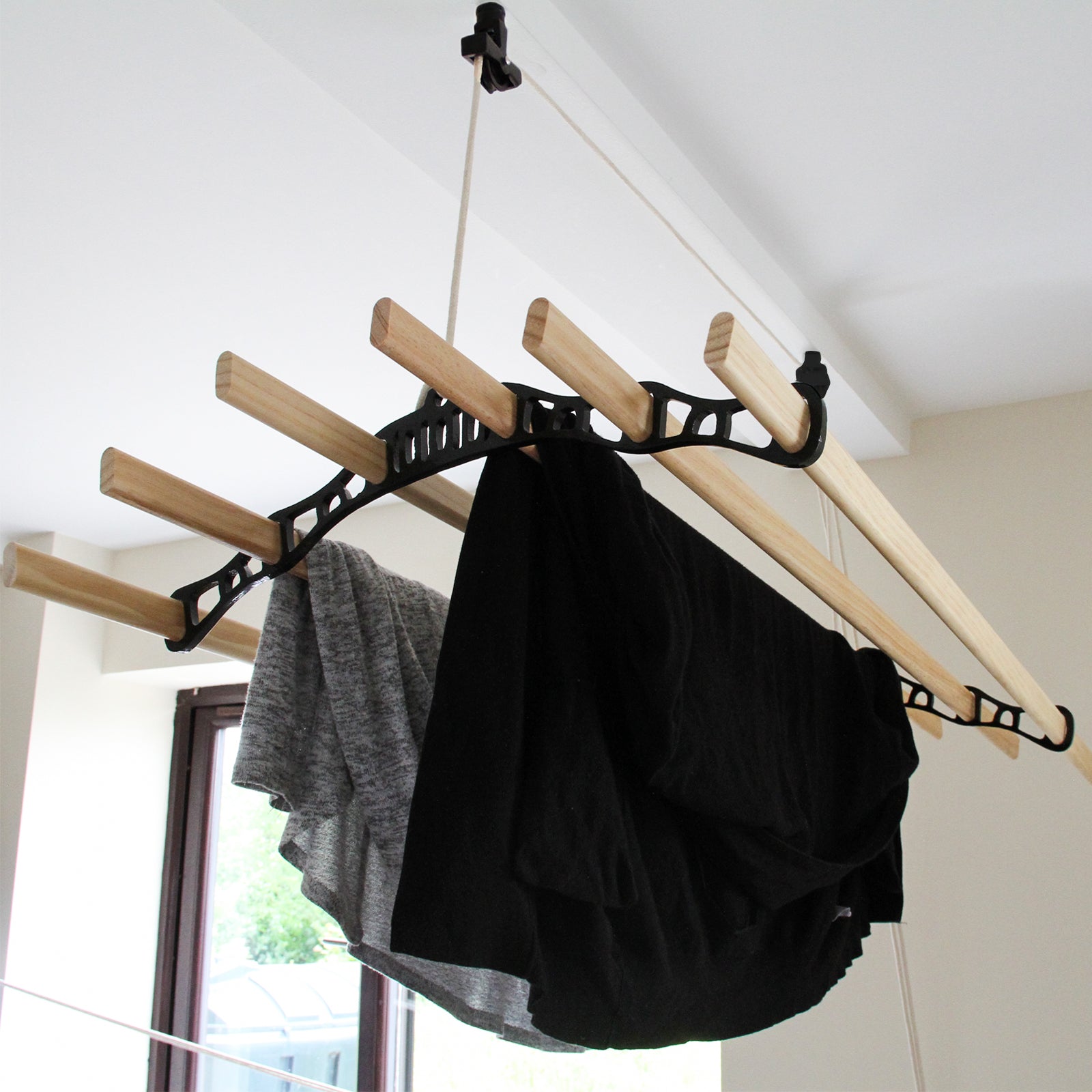 Tørrestativ til loft - Sort - 1,5 m