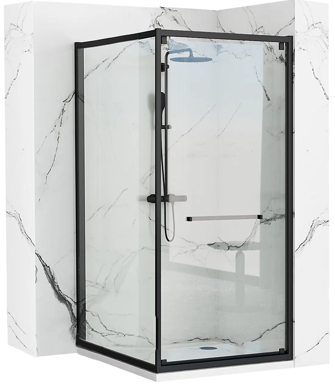 REA brusekabine SPACE IN 80x100 Sort, 80x100x195cm