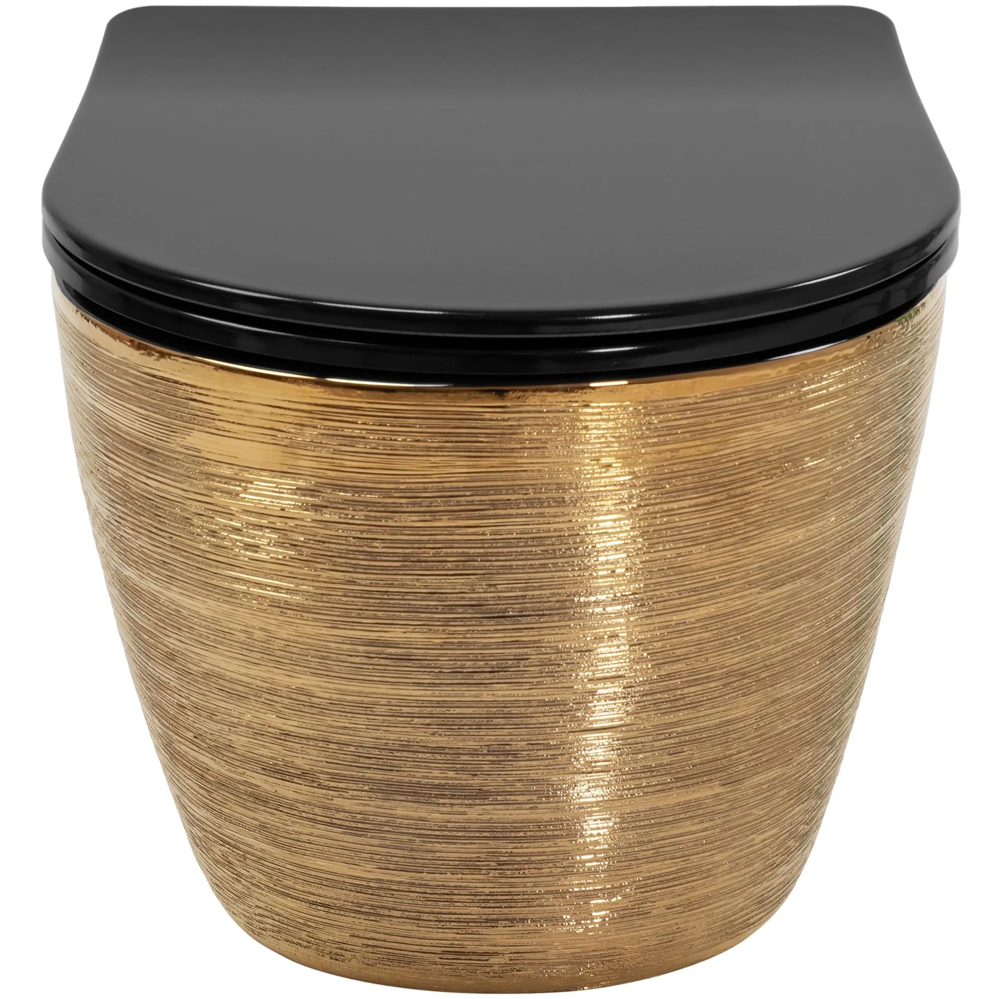 REA væghængt toilet Carlo Mini Tornado Sort/Børstet guld, 49x36x37cm