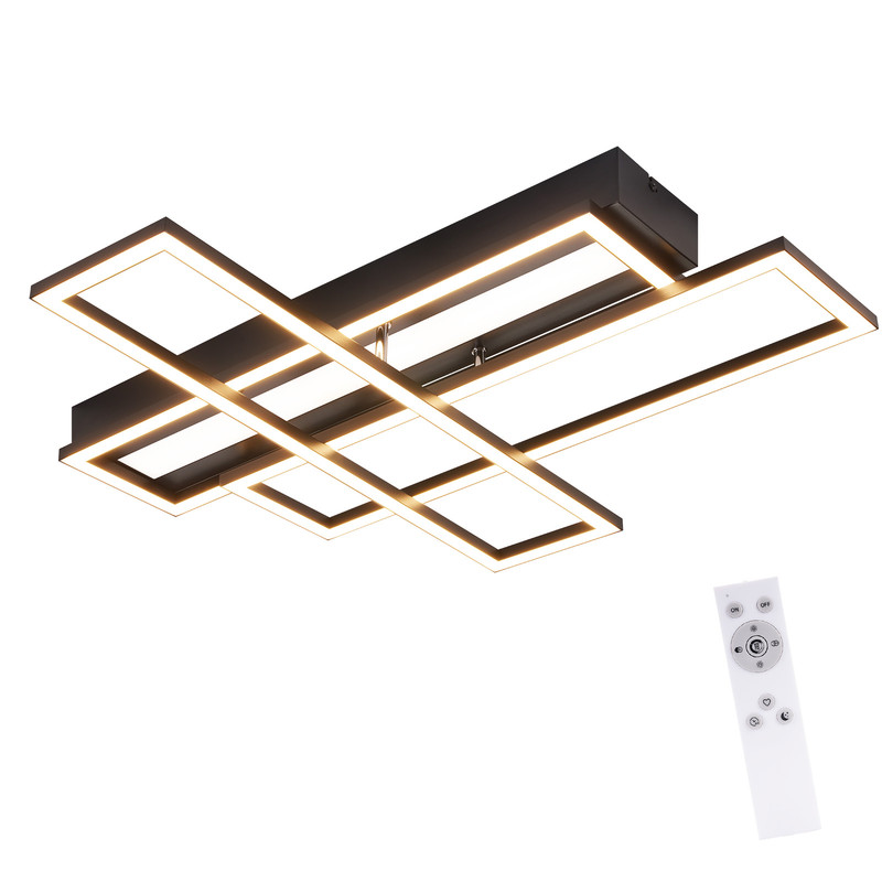 NETTLIFE LED - loftlampe til stuen, sort, rektangulær, dæmpbar, moderne design