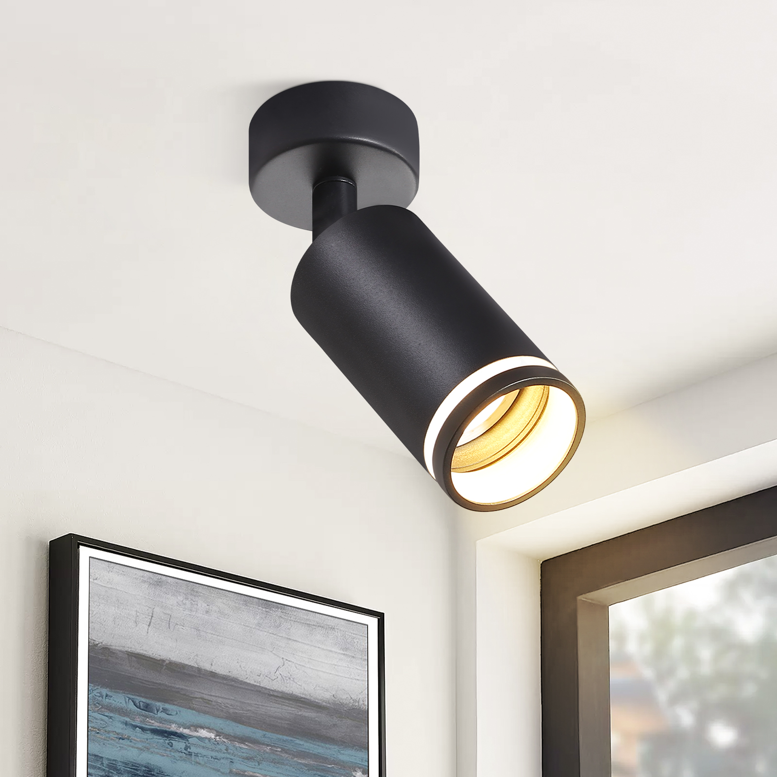 NETTLIFE sort loftspotlight 1 lampe moderne loftslampe GU10 spotlight justerbar metal spotlight til indendørs brug
