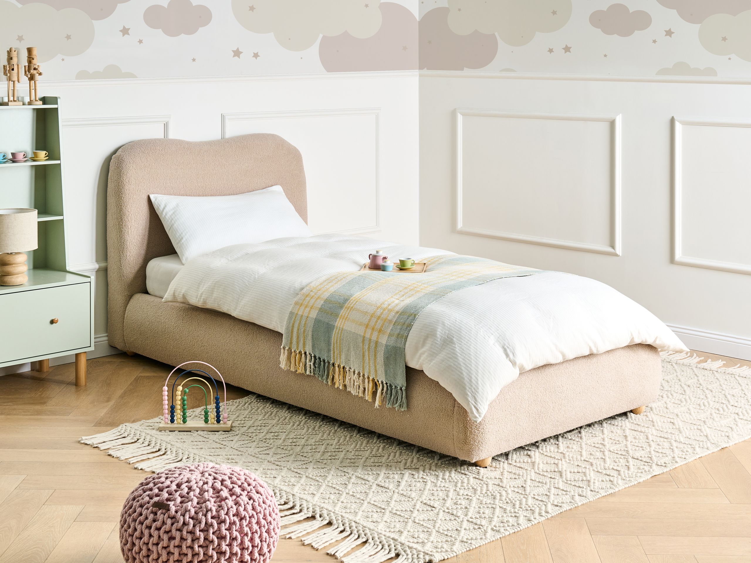 Seng med opbevaring BLAGNAC Boucle Beige 90 x 200 cm