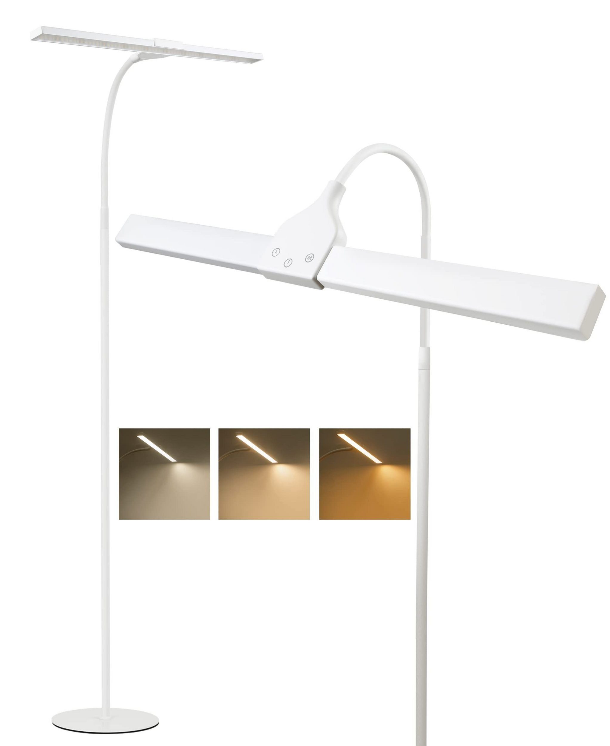 NETTLIFE LED - gulvlampe til stuen, dæmpbar - 156 cm moderne 10 W berøringsstyret læselampe med timer