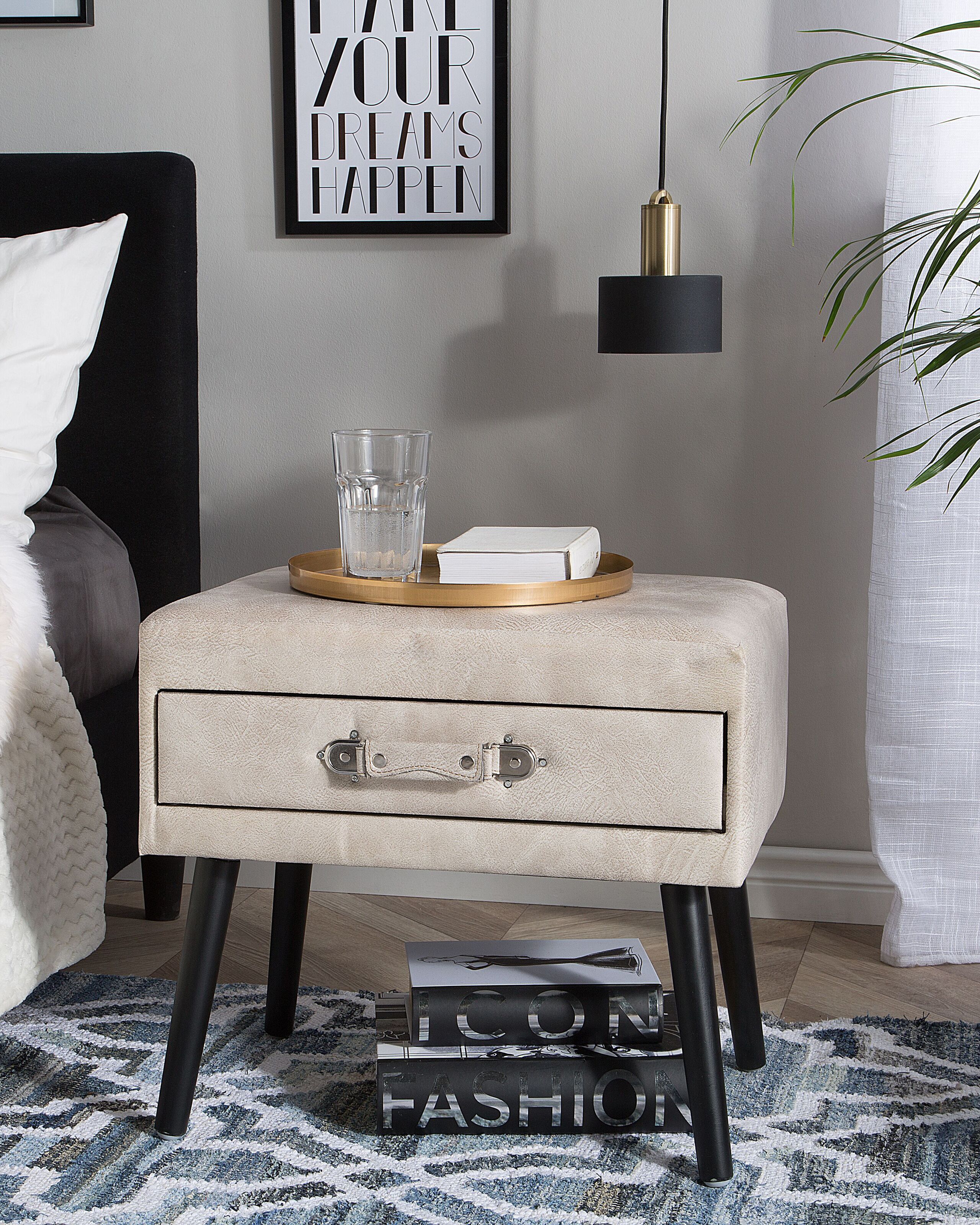 Natbord med 1 skuffe EUROSTAR Kunstlæder Beige