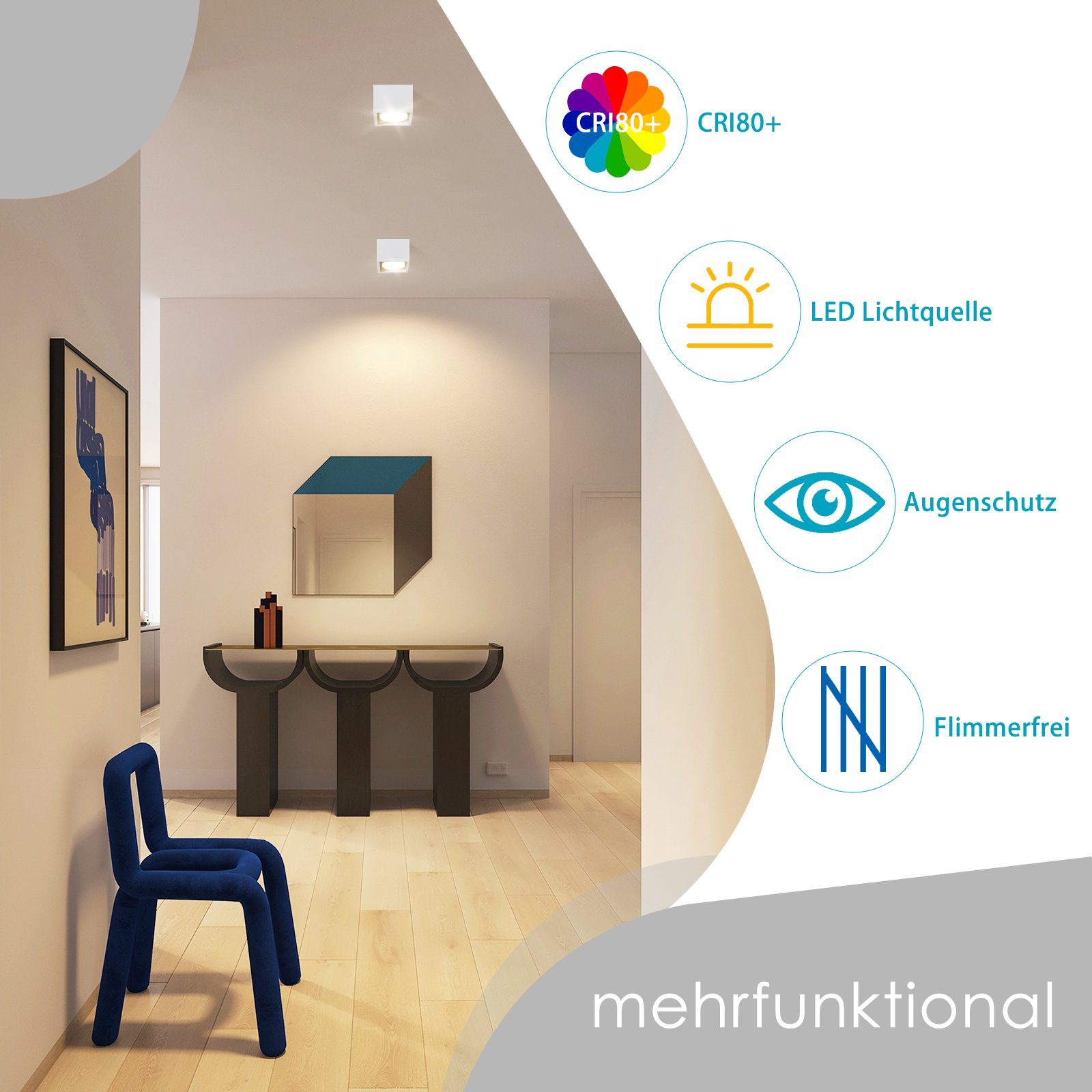 NETTLIFE LED - firkantet loftlampe, varm hvid, dæmpbar